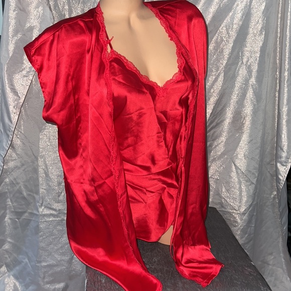 Victoria secret 2 piece set pajama silk satin dress and robe coverup bow… - Picture 3 of 7